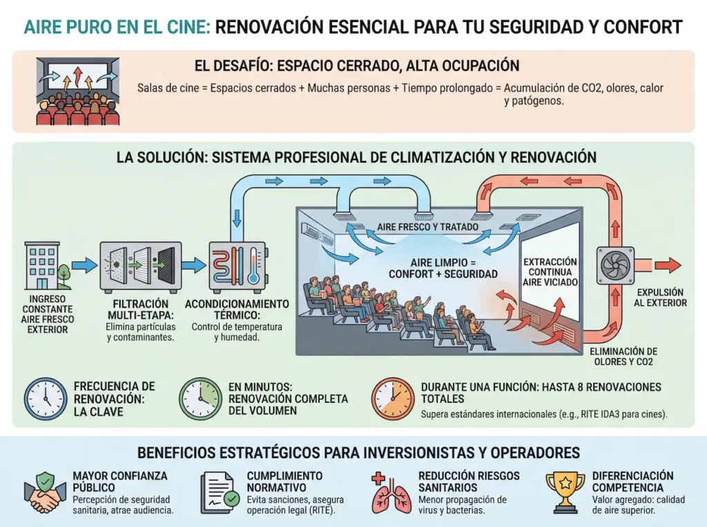 Renovación de aire en una sala de cine