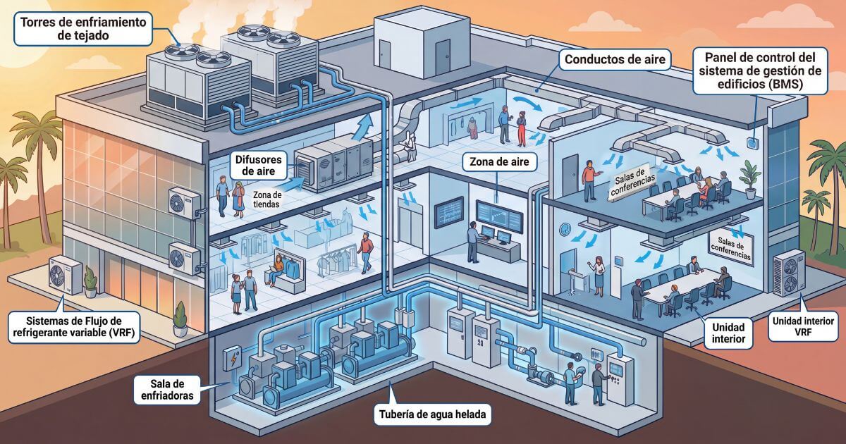 sistema HVAC para espacios grandes