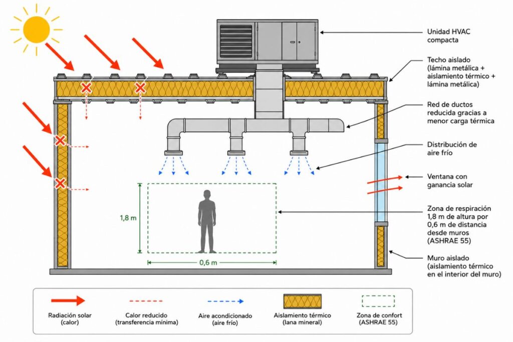 diagrama del aislamiento termico en climatizacion